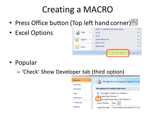 Step by step Macro guide for Excel 2007