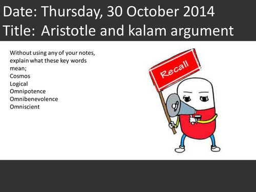 Aristotle and the Kalam argument