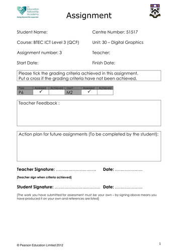 BTEC ICT L3 Unit 30 Assignment briefs