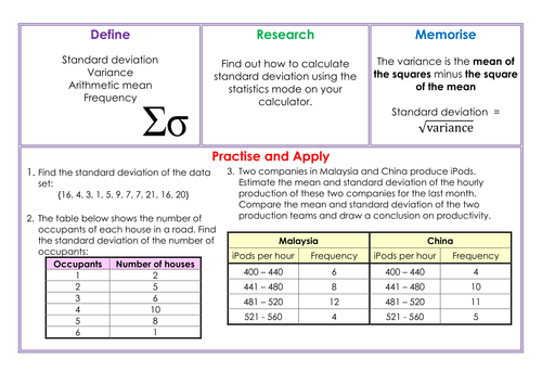 Standard Deviation Homework