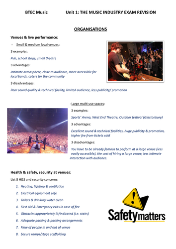 BTEC Music Unit 1 'Music Industry' Revision Guide