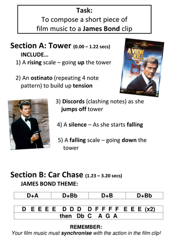 'James Bond Film Music Composition' Worksheet