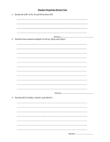 HCF, LCM, PERFECT SQUARES