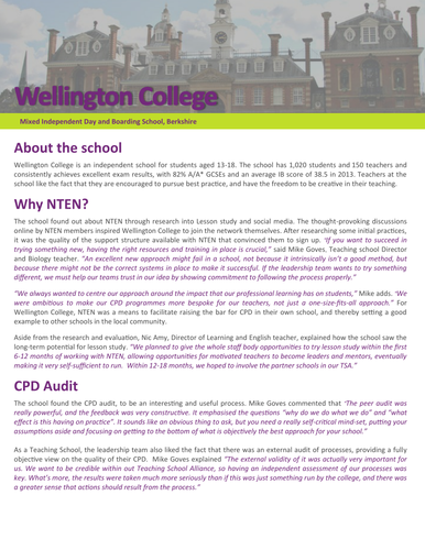 NTEN Case study - Wellington College