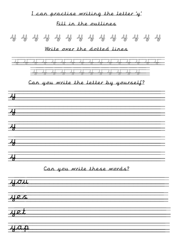 Handwriting sheets u-z lead in lines pre-cursive