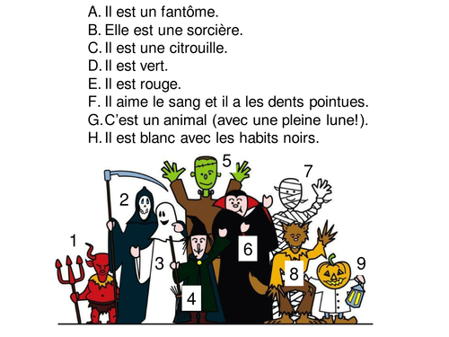 Hallowe'en starter (French and Spanish)