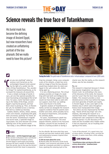 News articles for teaching: face of Tutankhamun