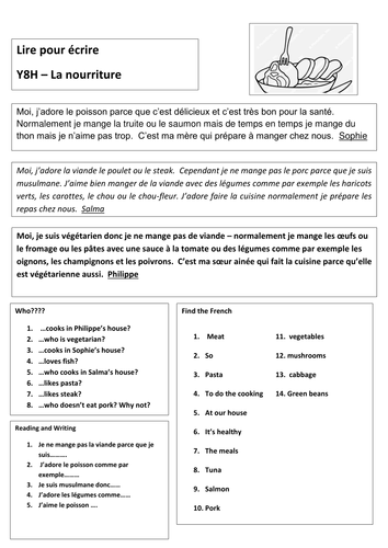 Y8H - Reading activities