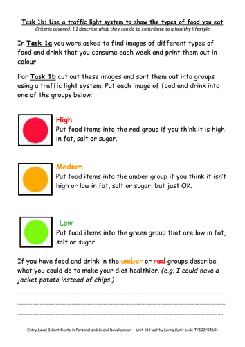 BTEC (E2) Unit 18: Healthy Living