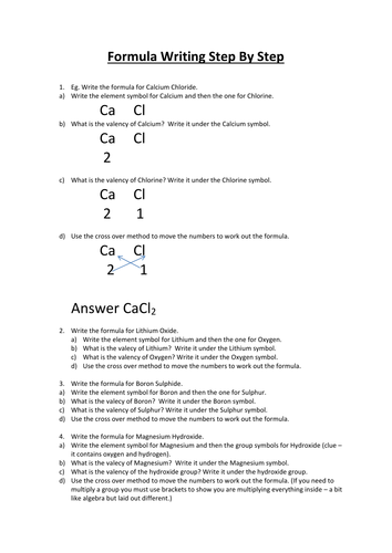 Formulae Writing (cross over method) step by step
