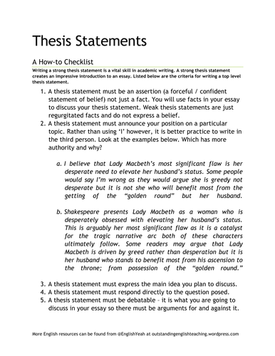 thesis statement checklist