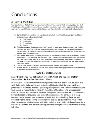 extended essay conclusion checklist