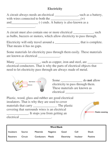 Electricity Cloze Passage | Teaching Resources