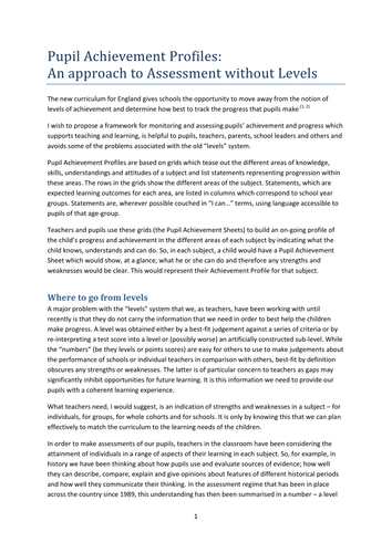 An approach to assessment without levels 2014