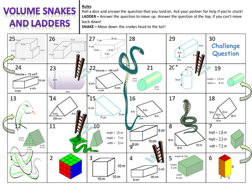 Volume of Prisms Snakes and Ladders