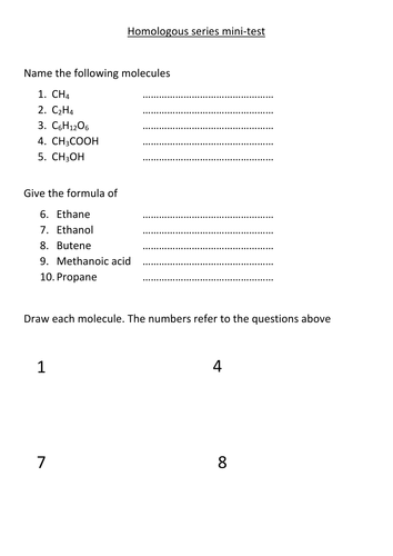 Homologous series mini test