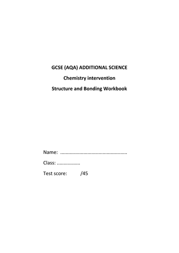 Structure and Bonding Workbook (revision)