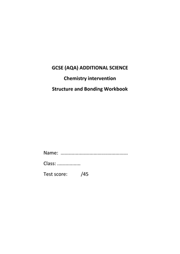 Structure and Bonding Workbook (revision) | Teaching Resources