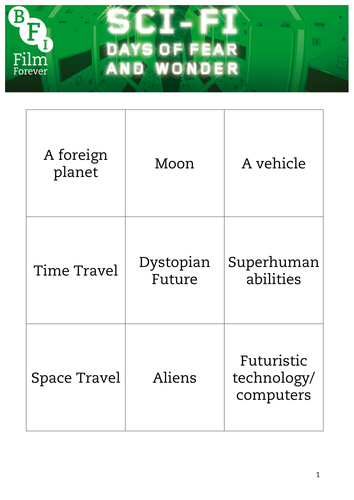 Sci-Fi Bingo