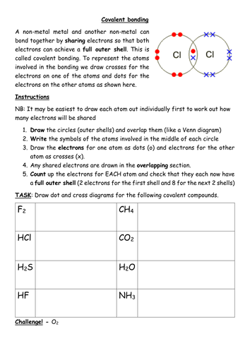 Covalent bonding worksheet | Teaching Resources