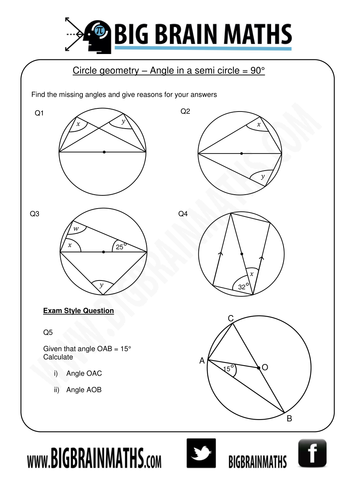 Circle Geometry Worksheets