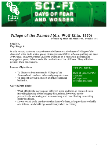 Village of the Damned English KS4