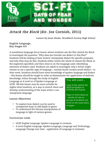 Attack the Block English KS4 to KS5