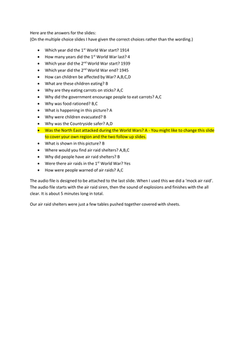 A Child's War Quiz (WW1 and WW2)