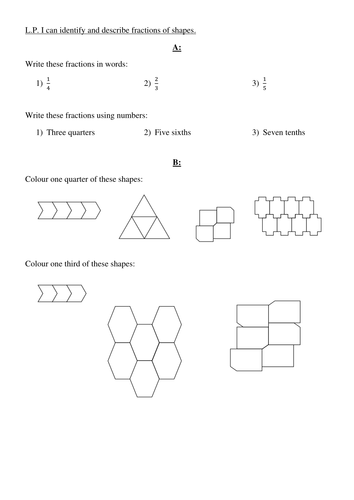 Fractions of shapes | Teaching Resources