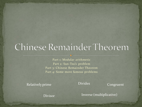 Chinese Remainder Theorem