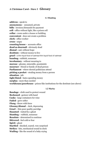 A Christmas Carol Stave 1 Scaffold by BeccaEnglish  UK Teaching