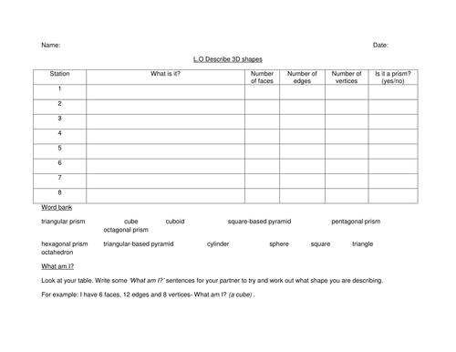 Differentiated activity- describing 3D shapes
