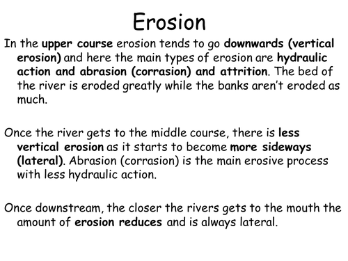 Changes in river downstream