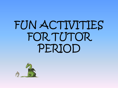Activities for tutor period
