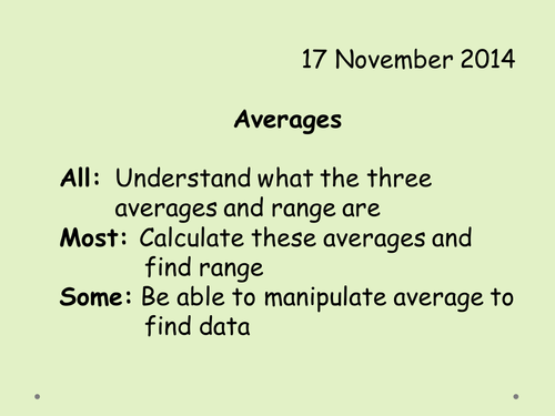 Averages For Beginners