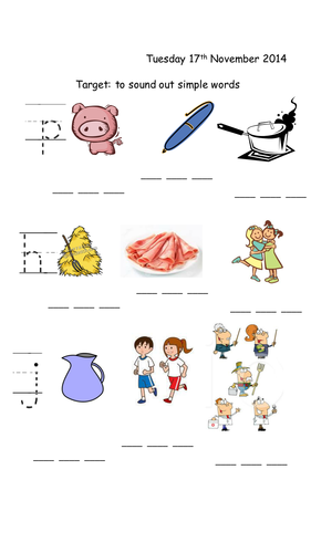 J H And P Cvc Worksheets And Initial Sound Sheet Teaching Resources
