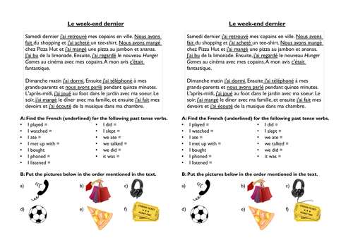 Le week-end dernier - text on perfect tense