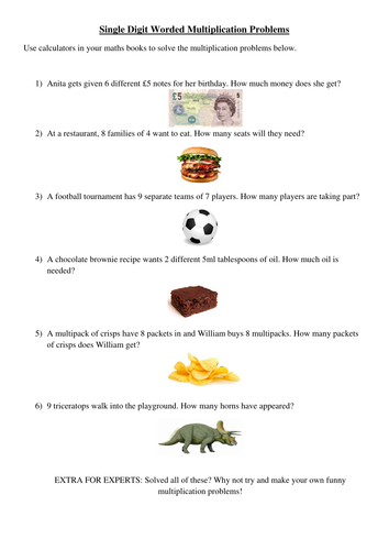 Simple Worded Multiplication Problems