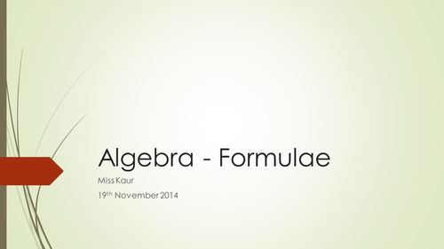 Algebra - formulae KS3 Y7
