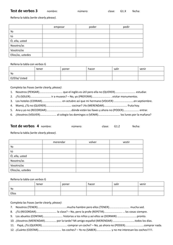 Ready-made present tense verb practice/tests