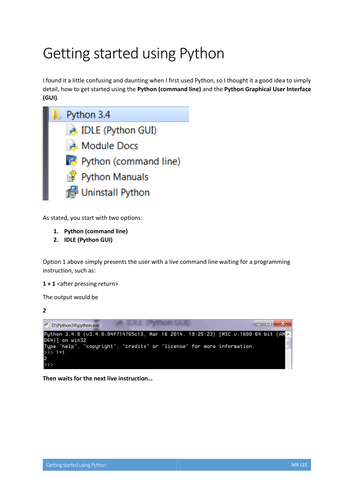 Getting started using Python programming language