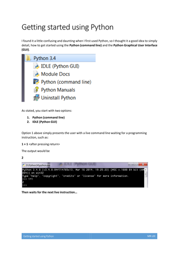 Getting Started Using Python Programming Language Teaching Resources 4418