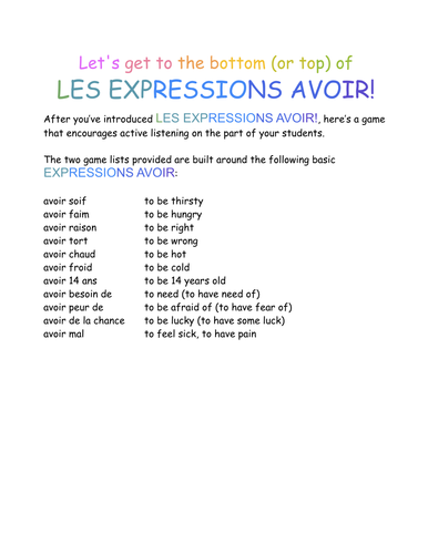 Let's get to the bottom of LES EXPRESSIONS AVOIR