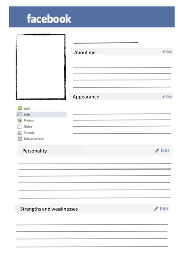 Blank Facebook Page Teaching Resources