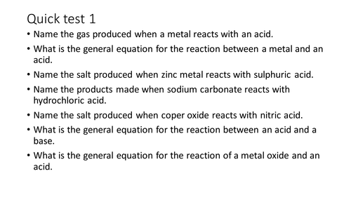 Chemical reactions revision