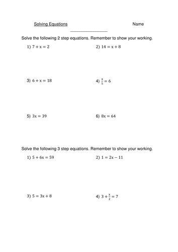 Solving Equations | Teaching Resources