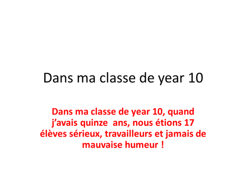 In my year 10 class-dans ma classe de y10