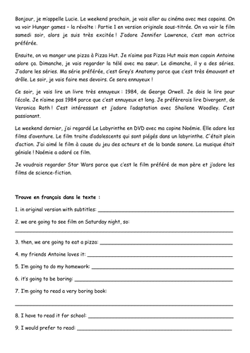 Reading activity - Film and media