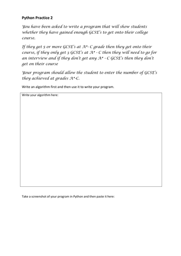 Practice scenarios for selection (IF) | Teaching Resources