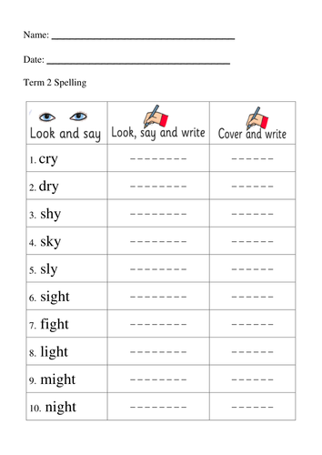 Spelling template | Teaching Resources